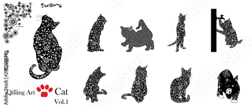 Quilling Art-Cat　花を装飾した美しく可愛らしい猫