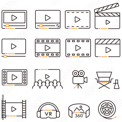 3色の線画の動画アイコン