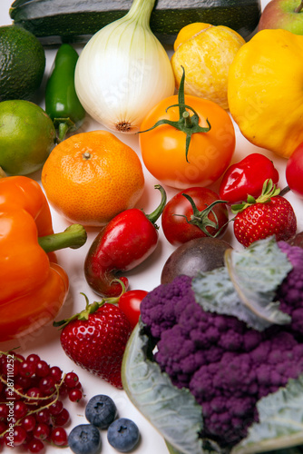 Assorted of colorful fresh fruits and vegetables isolated