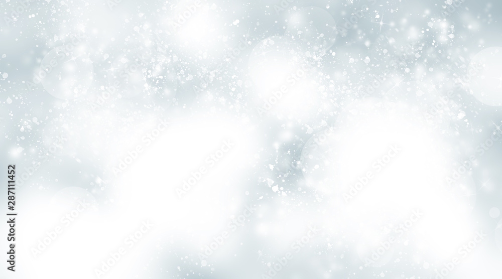 Fototapeta premium white snow blur abstract background. Bokeh Christmas blurred beautiful shiny Christmas lights