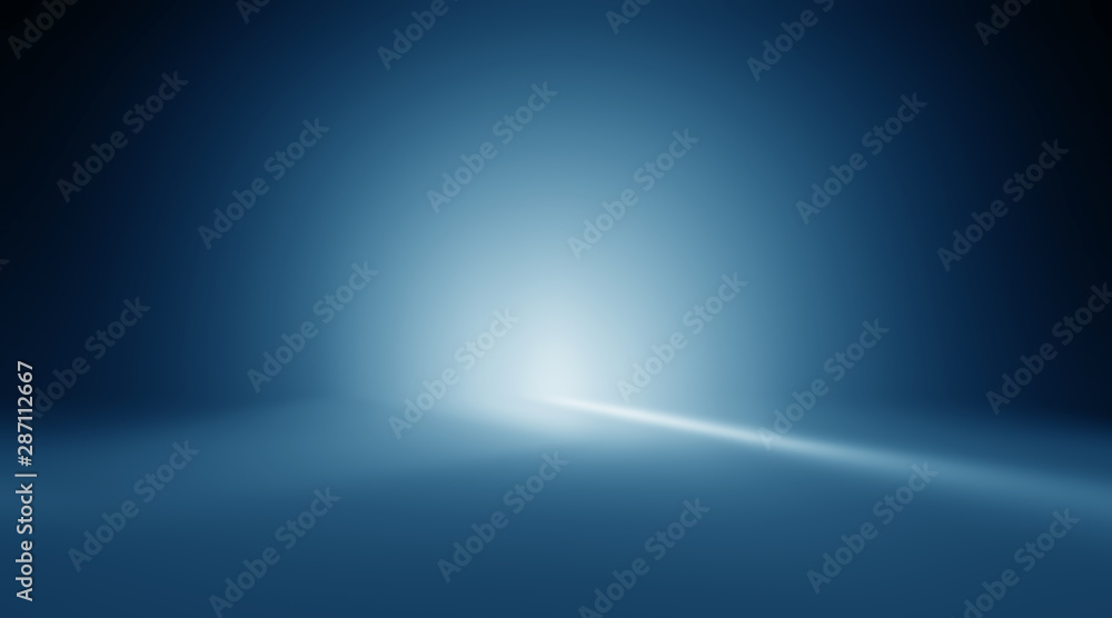 Blue empty room studio gradient with spotlight used for background and display your product