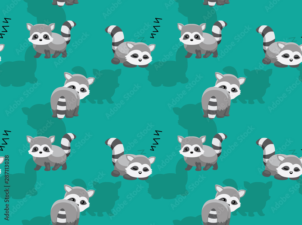 Cute Raccoon Sleep Cartoon Background Seamless Wallpaper Cute Raccoon Sleep Cartoon Background Seamless Wallpaper