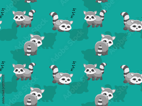 Cute Raccoon Sleep Cartoon Background Seamless Wallpaper