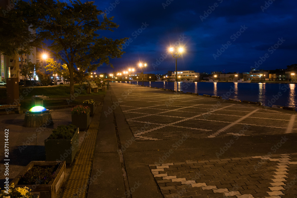 Obraz premium 河川敷公園の夜景 釧路
