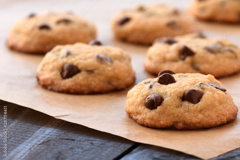 Delicious Chocolate Chip Cookies on a Tray