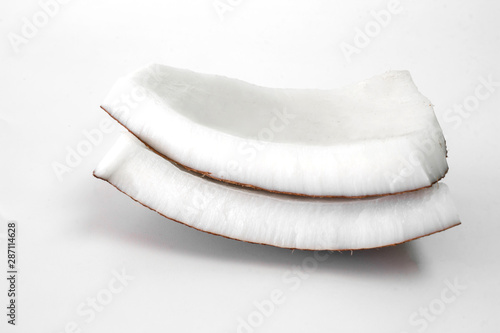 White cocoanut Half. coconut from nature on white background.