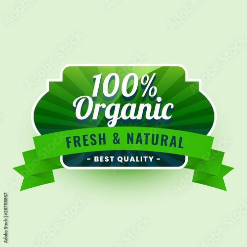fresh and natural 100% organic food label sticker
