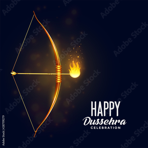 bow and burning arrow happy dussehra festival background