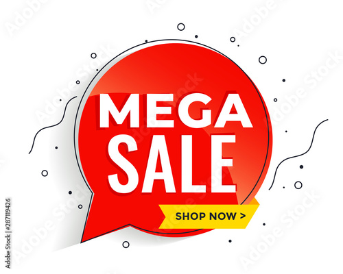 mega sale banner in memphis style template