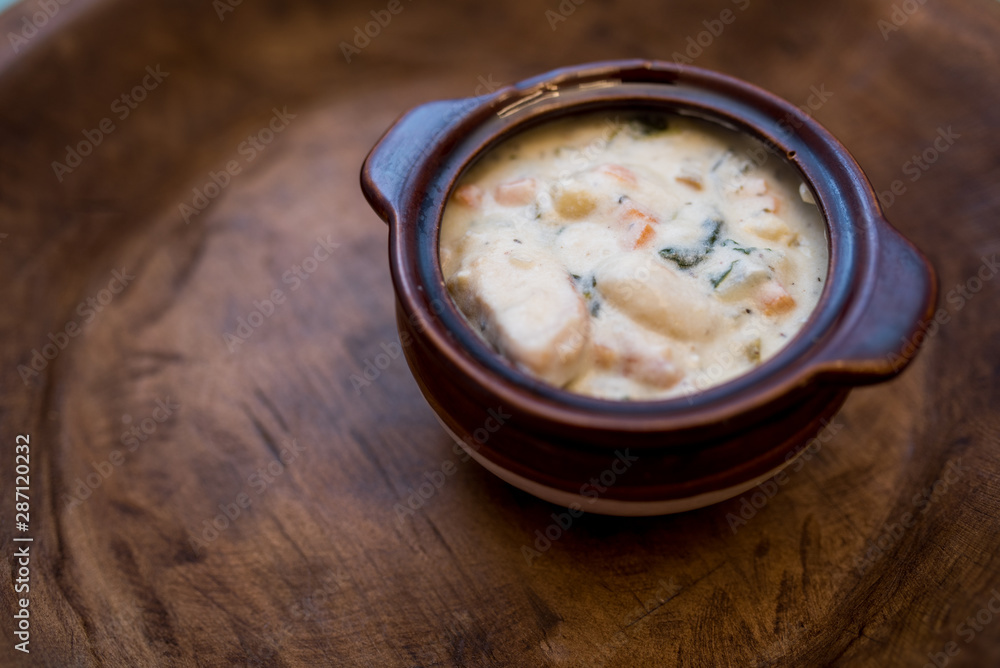 Traditional Italian chicken gnocchi soup in a bowl Traditional Italian chicken gnocchi soup in a bowl