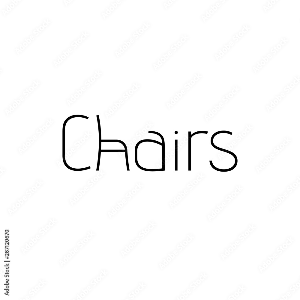 chairs text logo using stylized advent font. chair symbol shape