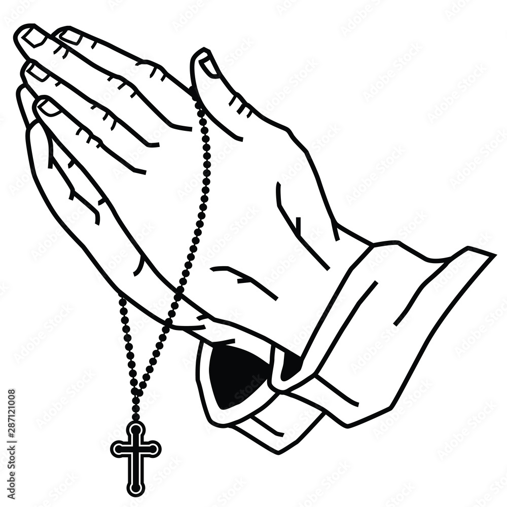 prayer hands with rosary