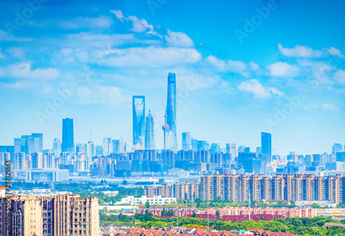 Obraz na plátně Overlooking the town side of the suburbs of Shanghai