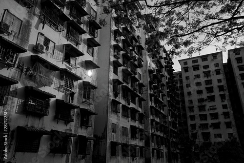 Some old apartment best capture in black and white photo