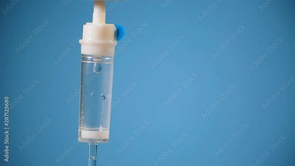 Close up to hospital drop counter on blue background Close up to hospital drop counter on blue background