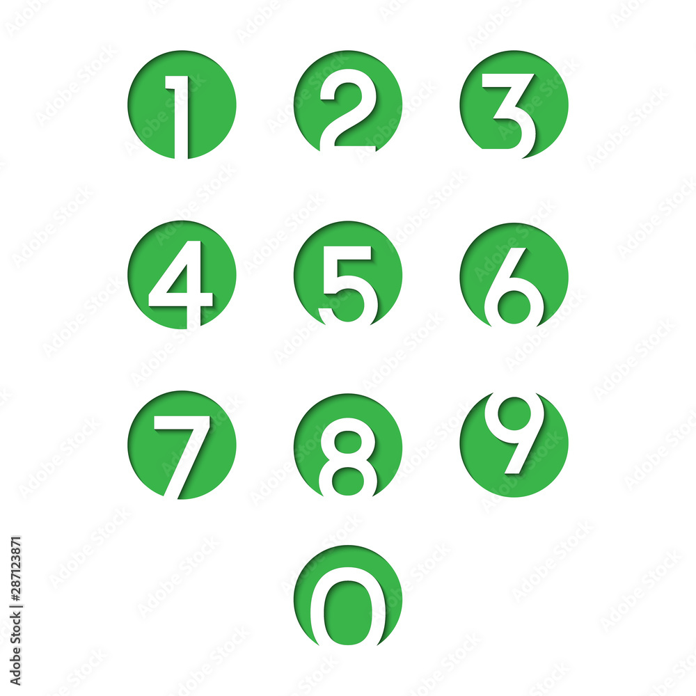 set number icon cut in with shadow set number icon cut in with shadow