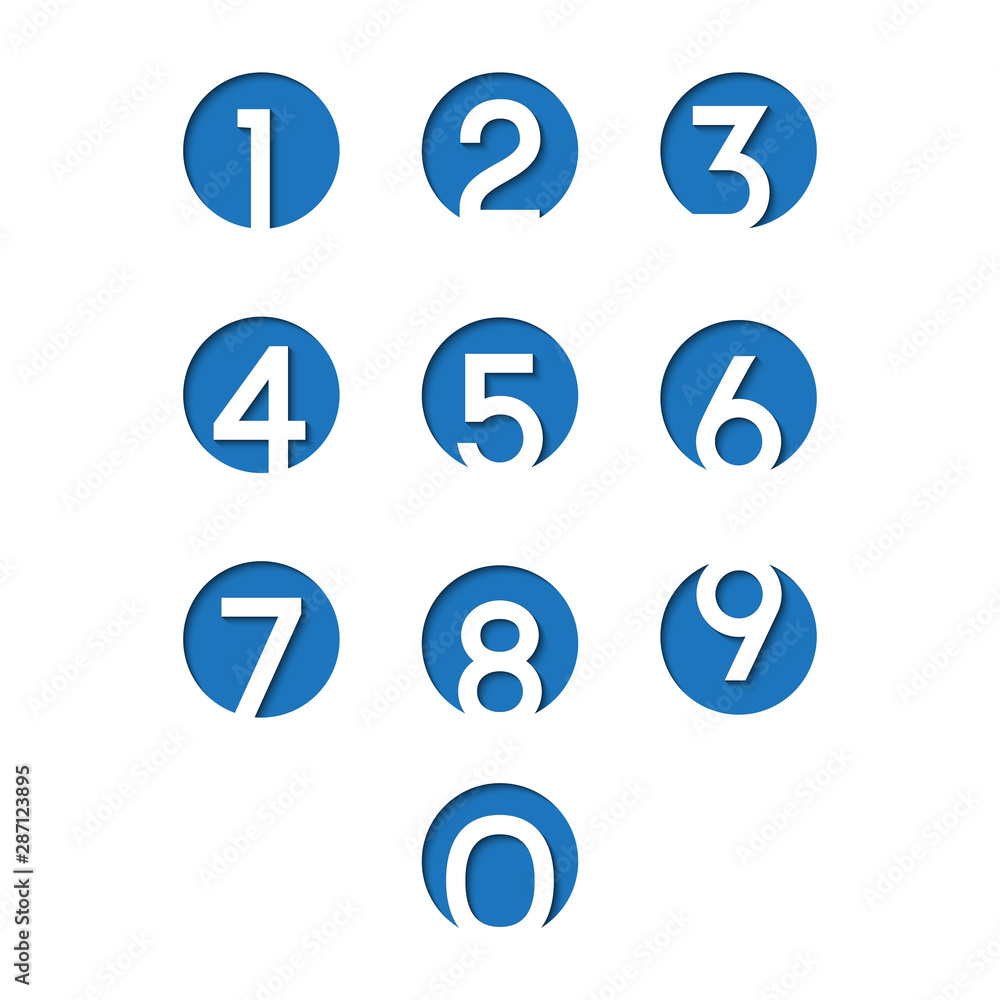set number icon cut in with shadow set number icon cut in with shadow