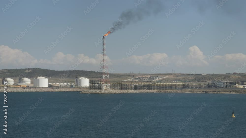 Gas terminal on sea shore