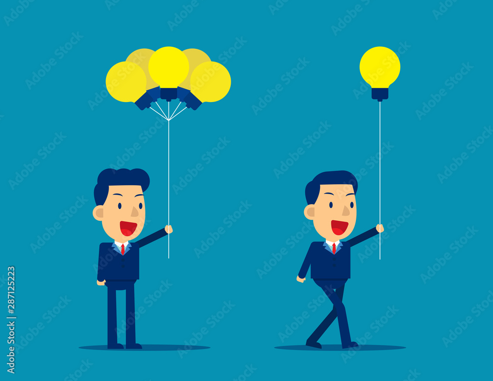 Business person receiving idea for bunch team. Concept business creativity vector, Bulb idea, Flat kid business cartoon design. Business person receiving idea for bunch team. Concept business creativity vector, Bulb idea, Flat kid business cartoon design.