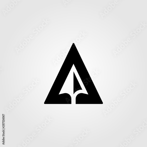 letter a creative arrow negative space logo design illustration
