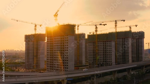 Wallpaper Mural Aerial of construction site at sunset Torontodigital.ca