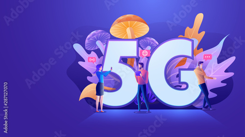 Flat design 5th generation of internet, 5G network wireless with High speed connection, developer team establish 5g for faster and better wireless connectivity concept. Vector