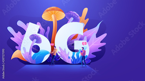 Flat design 6G wireless high speed network, developer team establish 6g for faster and better wireless connectivity