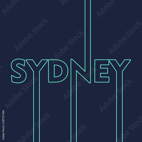 Image relative to Australia travel theme. Sydney city name in geometry style design. Creative vintage typography poster concept.