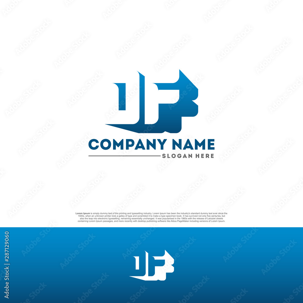 Obraz premium DF D F Letter Initial Logo Design in shadow shape design concept.