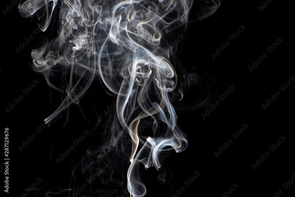 Abstract white smoke swirls on black background Abstract white smoke swirls on black background