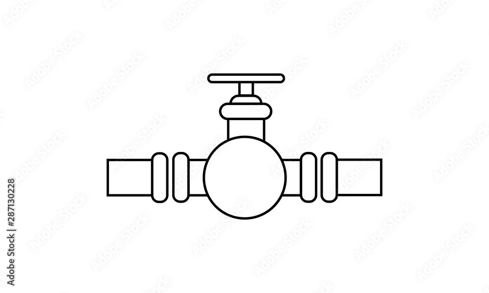 Pipe with valve icon for plumbing and utilities Pipe with valve icon for plumbing and utilities