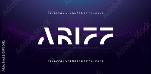 Abstract modern alphabet fonts. Typography electronic digital game music future creative italic font design concept. vector illustraion