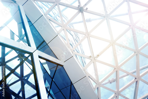 Steel structure geometry construction with sky as the background.