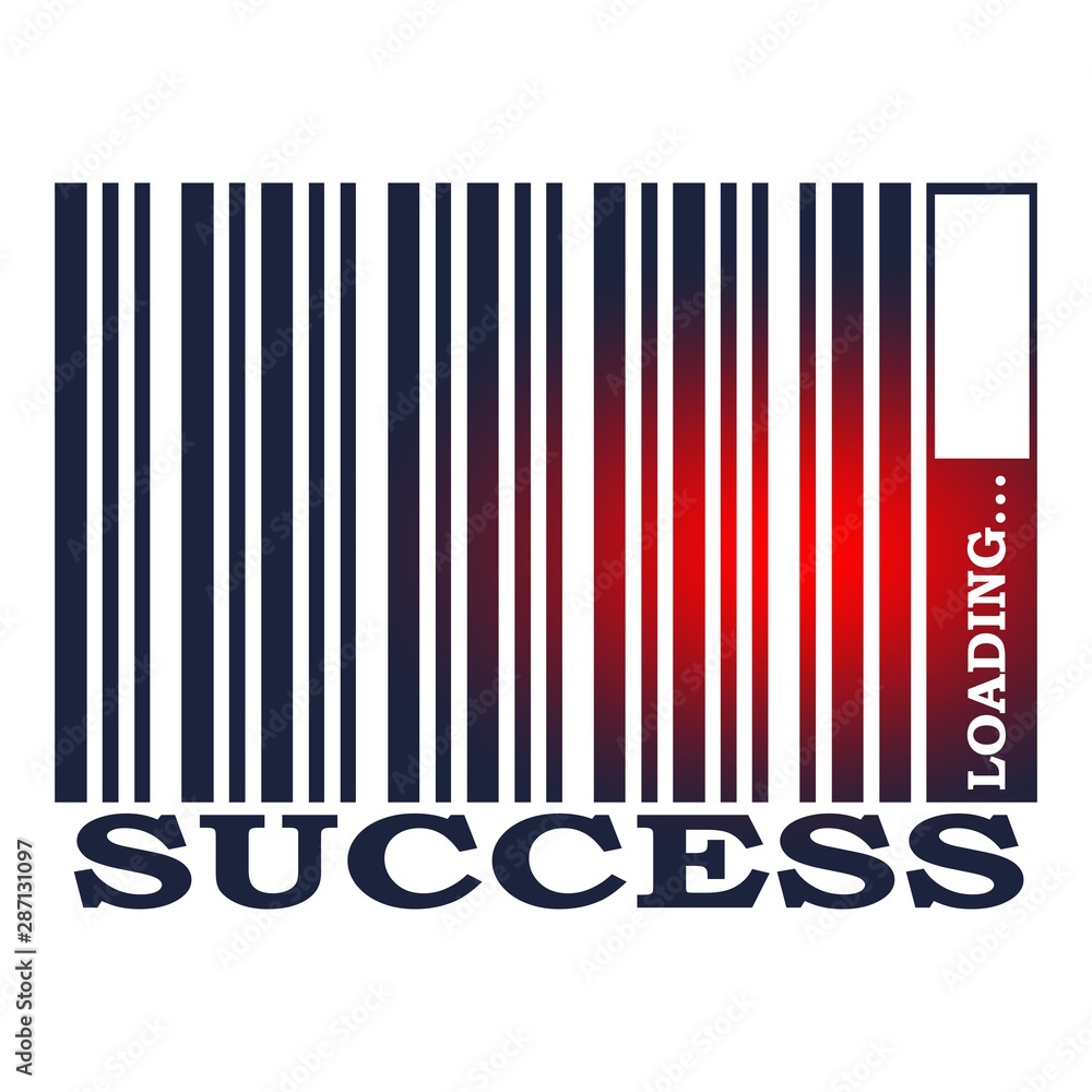 Success text in bar code. Loading bar. Relative for retail business Success text in bar code. Loading bar. Relative for retail business