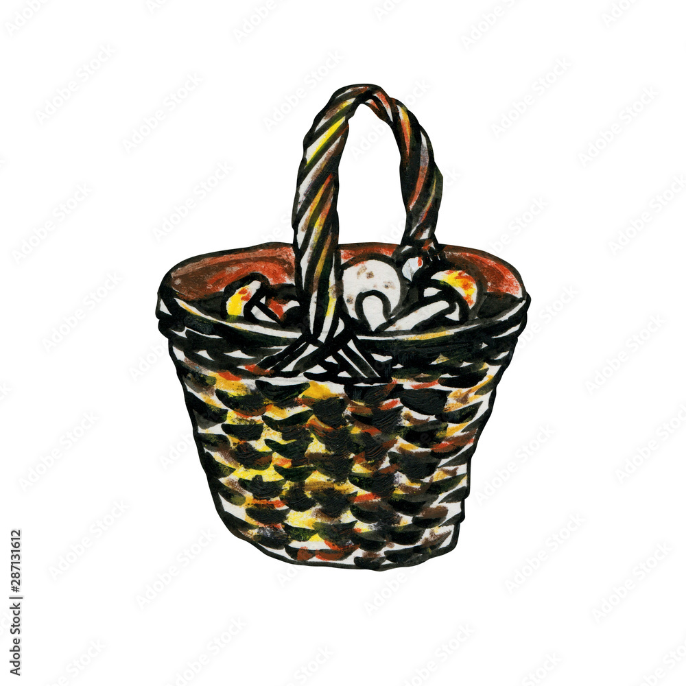 Obraz premium Wicker basket with mushrooms.