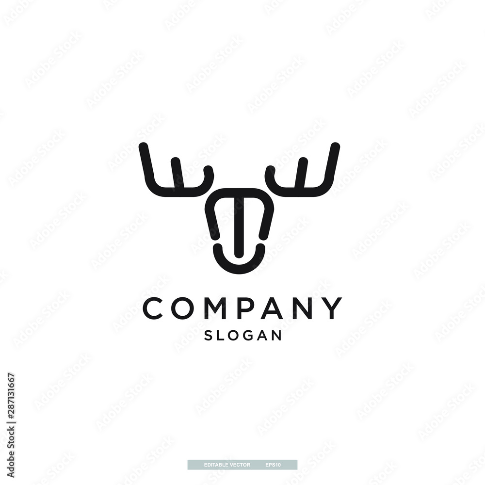 antler line art logo design template antler line art logo design template