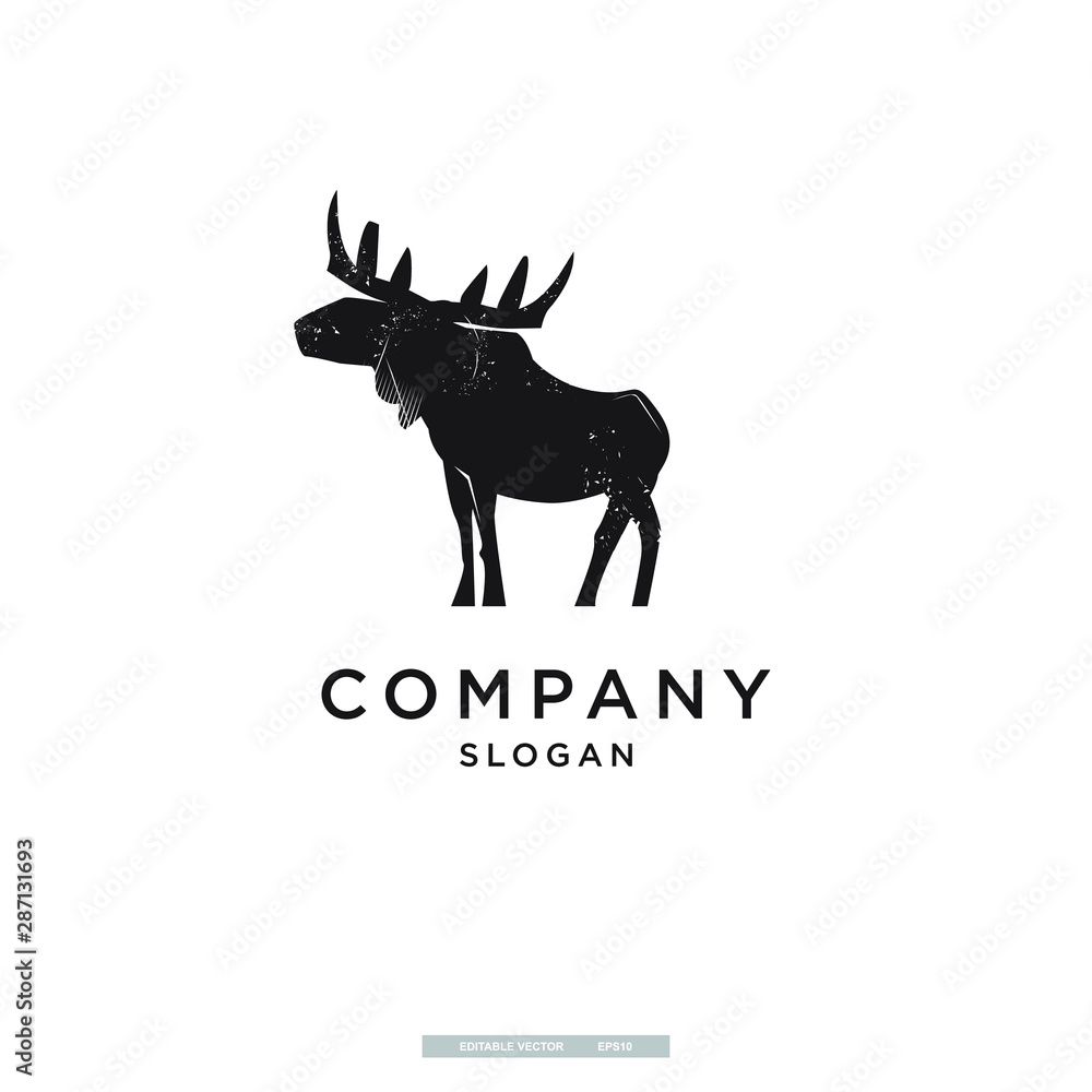 Obraz premium proud moose illustration logo design template