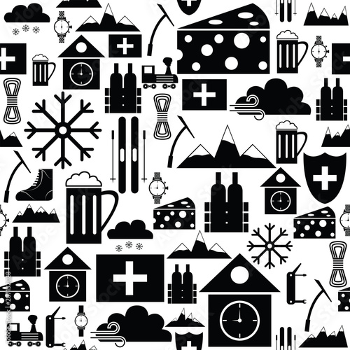 switzerland seamless pattern background icon.