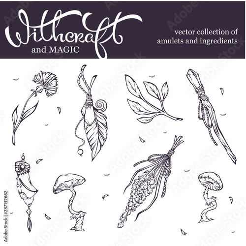 witchcraft and wizardry object collection, amulets, potion ingredients and  artefacts