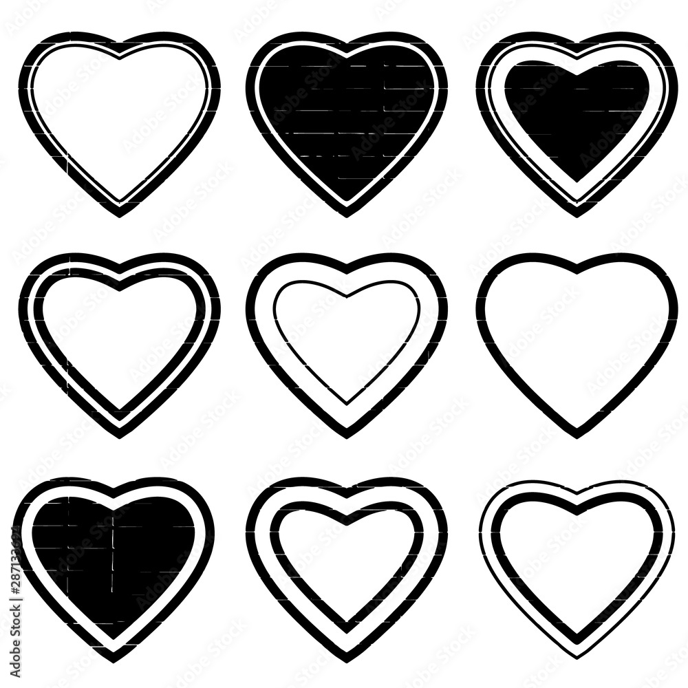 heart shape postal stamps set.illustration vector
