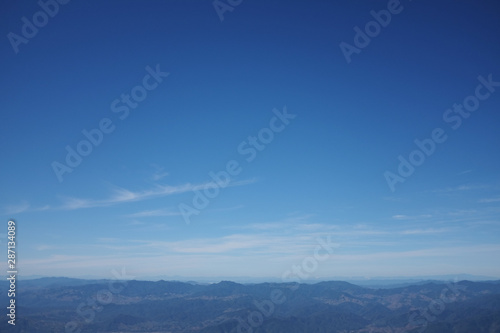 Asian Mountines with blue sky panoramic view.