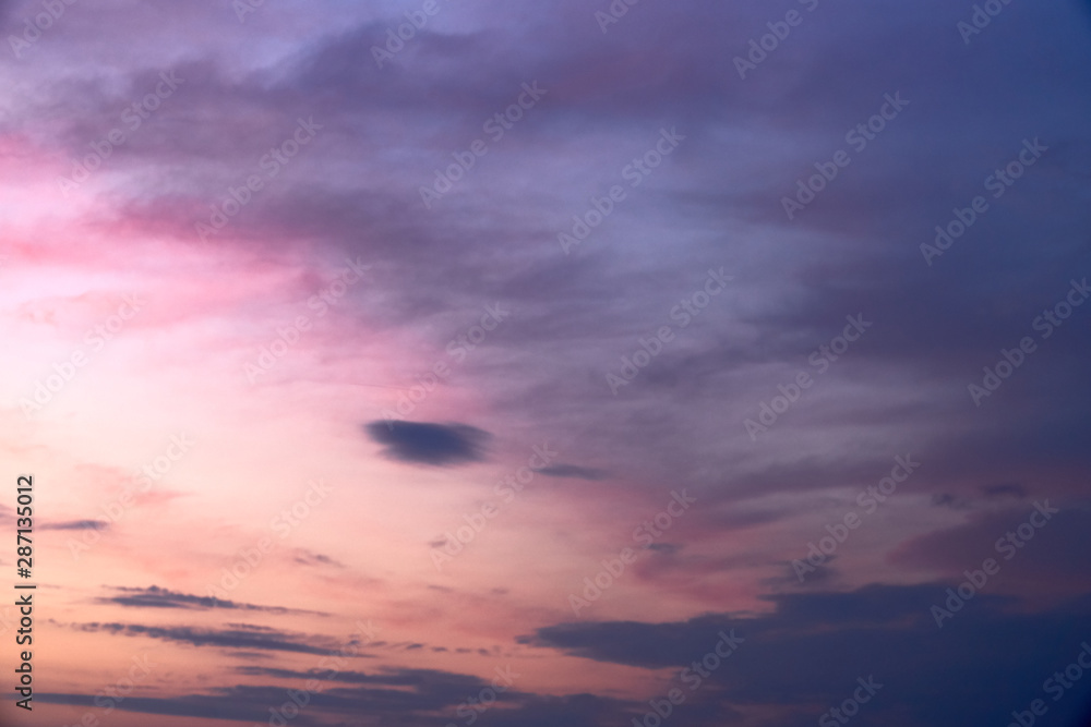 Ultraviolet sky on summer sunset. Pink, magenta colors. Natural background