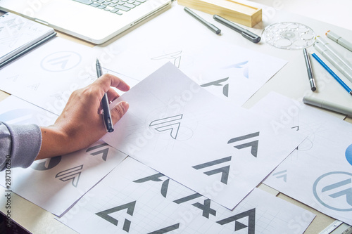 Fotografi Graphic designer creative design sketch drawing logo Trademark brand Workspace