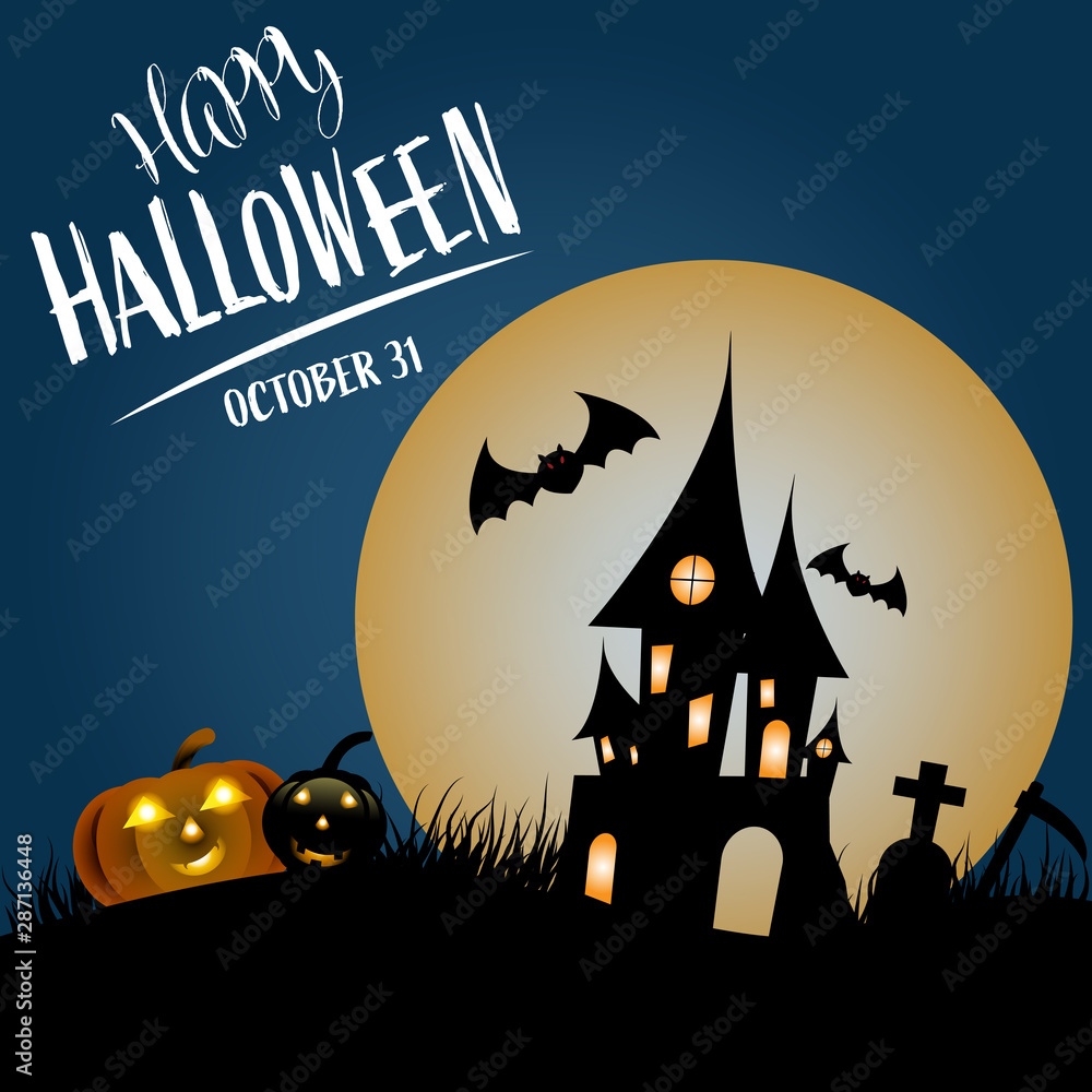 Halloween party invitation, Holiday calligraphy poster, greeting card, party invitation, Vector illustration. Halloween party invitation, Holiday calligraphy poster, greeting card, party invitation, Vector illustration.