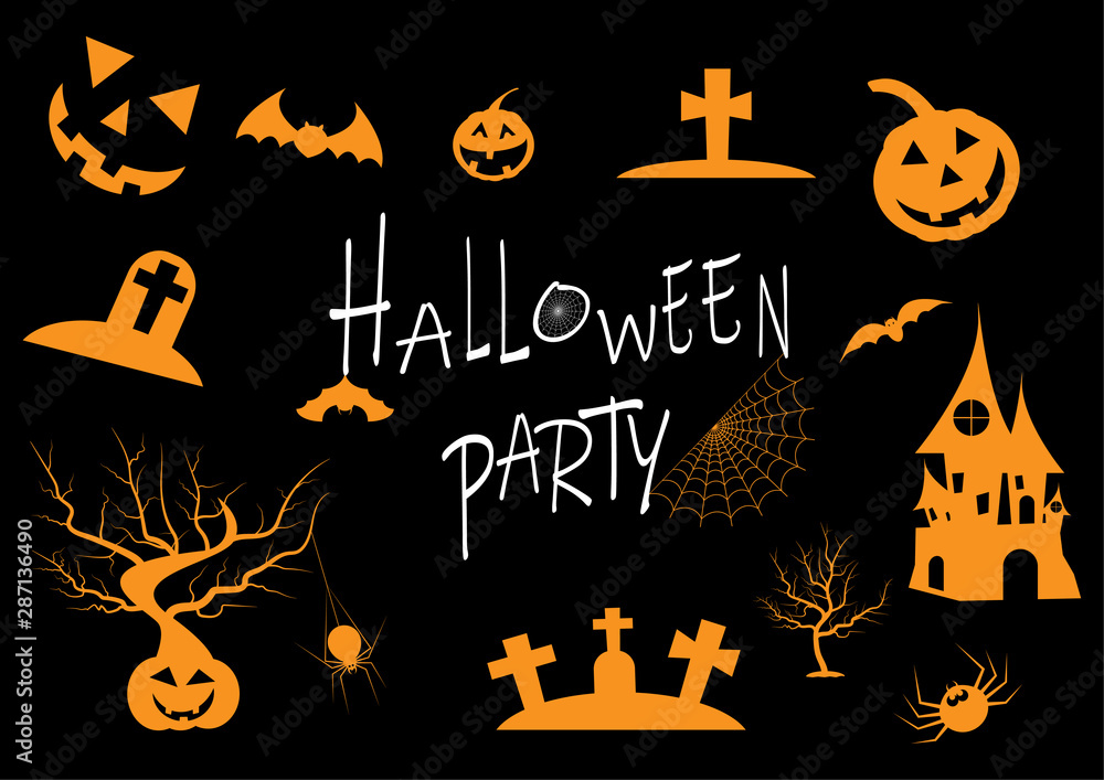 Happy Halloween collection, Halloween icon design background, Vector illustration.