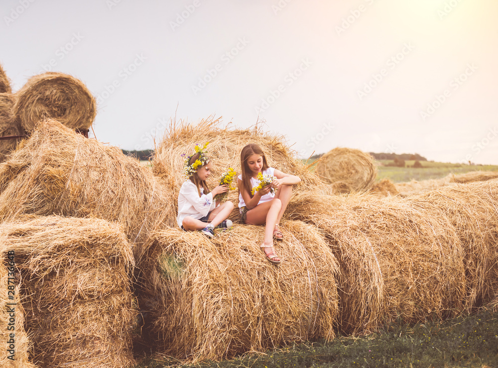 Two girls on a field