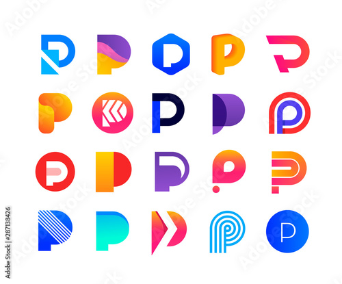 Letters P - logo set 