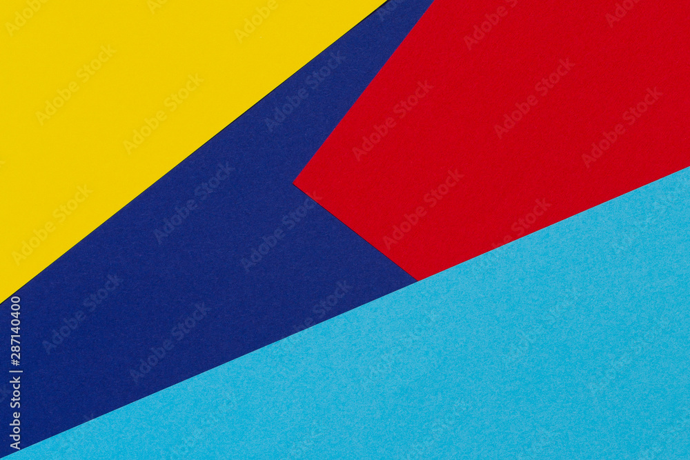 Abstract blue, red and yellow color paper geometry composition background Abstract blue, red and yellow color paper geometry composition background