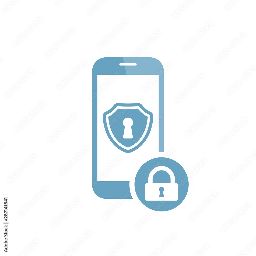 Vector mobile phone security concept icon with padlock sign, security, protection, privacy symbol Vector mobile phone security concept icon with padlock sign, security, protection, privacy symbol