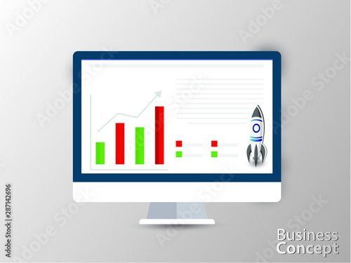 Social Media Recruit Monitoring on Screen. Display Data Analysis on Computer Monitor. Paper cut style